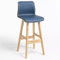 Barhocker mit Rückenlehne, Barhocker, Kücheninselhocker, moderne Barhocker, Leder, gepolsterte Barstühle, Frühstück, Barhocker mit Holzbeinen (Blau C)