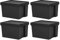 (Set of 4) 45L Litre Black Wham Bam 100% Recycled Plastic Containers Airtight Snap Lid Stackable Heavy Duty Storage Box Organizer For Toys Shoes Garage Home Office Eco-Friendly Bulk Storage Solutions