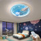 WOQuju LED-Deckenleuchte Dimmbare Deckenlampe Kinderzimmer Lampe Decke Mit Fernbedienung Licht Modern Star Flugzeug Mädchen Jungen Zimmer Kinderlampe Decke, Blau 57W