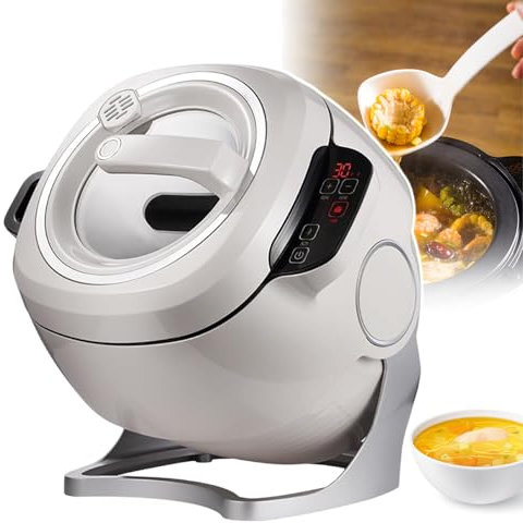 pealiritansemen Machine De Cuisson Automatique, Wok De Cuisson Électrique De 2000 W, Démarrage en Un Clic, Sautés, Ragoût, Préparation De Soupe - Prend en Charge Le Chauffage Rotatif À 360 °