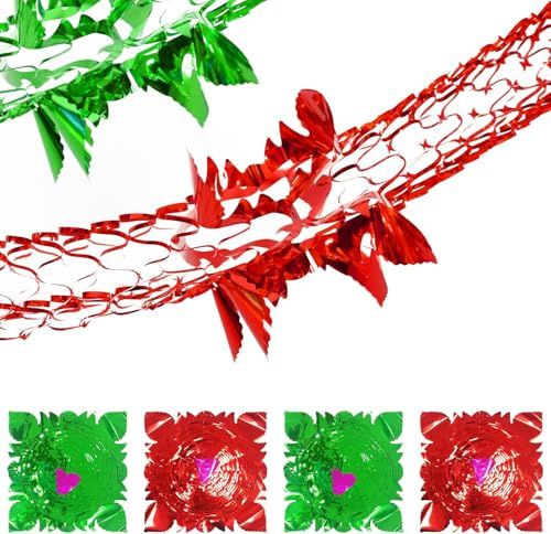 4Pcs Christmas Ceiling Decorations, Colorful 2.7M Xmas Retro Hanging Foil Garlands Vintage Swirls Ceiling Old Fashioned 80s Christmas Decor Party Supplies For Festive Indoor