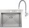 Auralum Spülbecken Edelstahl 55x45cm + Flexibler Küchenarmatur, Spüle Küche inkl. Seifenspender und Siphon, Spülbecken mit Armatur Küche Set