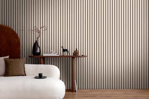 TAPETE LIVING Vliestapete Wandpaneele Greige Schwarz moderne skandinavische Tapete 3D Paneele Wandtapete