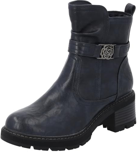 Palado Stiefeletten Damen Jaiya – modische Boots - leicht gefütterte Stiefel - bequeme Winterschuhe Dunkelblau UK6 - EU39