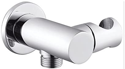 Duschhalter aus massivem Messing, verchromt, Wandmontage, Handbrausehalterung und Schlauchanschluss, Auslauf, Wassereinlass, Eckventil G1/2, b, 1