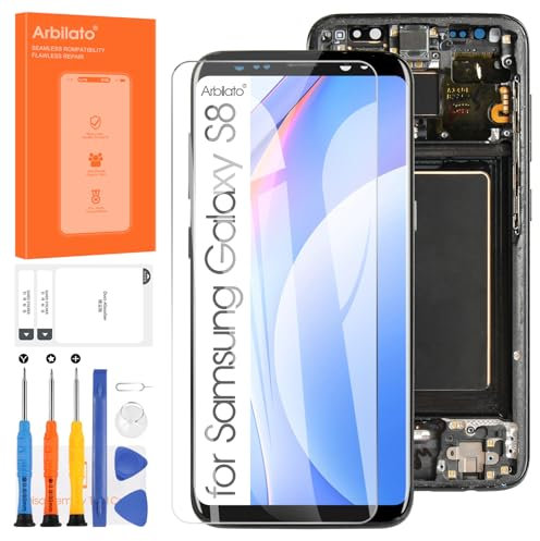 LCD Écran pour Samsung Galaxy S8 G950 G950F LCD Écran Tactile Numériseur Remplacement Verre Panneau Assemblée Kit de Réparation(Noir avec Cadre)