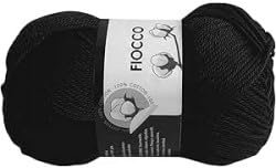 COTONE FIOCCO, JOLLY MERCERIA, FILATI ITALIANI, 100% COTONE. 50G - 125M, PER UNCINETTO E MAGLIERIA (NERO 7555)
