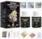 LIKFCBOND Colla per Foglia D'oro, Adesivo per Doratura, 50ml Colla a Base D'acqua Della Foglia del Metallo e 50ml Vernice, Foglie D'oro 10 Pz, 2 Pennelli per Metallo, Artigianato, Pittura e Arti