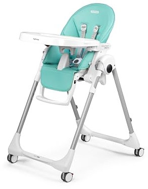 Peg Perego Prima Pappa Follow Me Seggiolone Pappa Neonati Reclinabile, Funzione Sdraietta, 4 ruote, Pieghevole e Ultracompatto, per Bambini da 0 a 3 Anni (0-15 kg), Tahiti