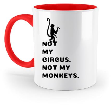 Tasse Not My Circus Not My Monkeys | Lustige Kaffeetasse Büro Chef Chefin | Geschenk CEO Chef Unternehmerin Managerin | Zweifarbige Tasse 330ml (Rot)
