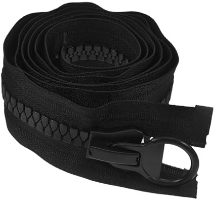 Cerniera Gigante in Resina e Nylon Nera, Singola Testa, Aperta
