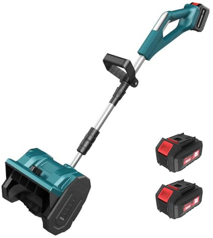 hzexun Kit pala da neve a batteria da 21 V, larghezza di lavoro di 33 cm,spazzaneve elettrico portatile invernale per terrazze, gradini, patio con 2 * 2Ah batteria e caricabatterie