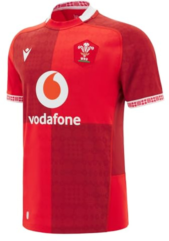 Macron Wales WRU 2025/26 Mens Rugby Shirt - Home/Away (UK, Alpha, 5XL, Regular, Regular, RED - Home)