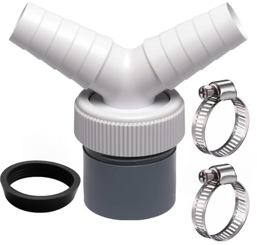 Washing Machine Drain Adapter, 18-24 mm Water Inlet Y Shaped Diverging Drain Extension Hose Connector, with 2Pcs Hose Clamps for Washing Machine, Dishwasher