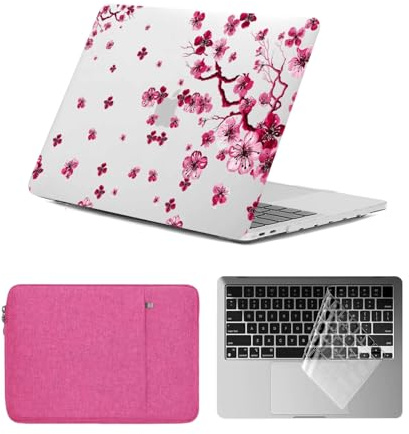 HLAAJJX Hard Case per Macbook Air 13 pollici M4 M3 M2 2025 2024 2023 2022 A2681 A3113 A3240,Cover Custodia Protettiva & Borsa PC & Copritastiera per Macbook Air 13.6,Fiore di Ciliegio