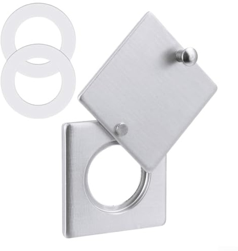 Zilimontt Square Peephole Cover Door Viewer Peephole Security Cap Kit Tape Install(Brushed)