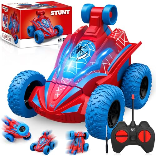 ZQEJEFD Ferngesteuertes Auto ab 3-10 Jahre, RC Auto mit 360° Flip & LED Licht,Kinderspielzeug Mini RC Stunt Car Spielzeug mit Fernbedienung,Outdoor Spielzeug Geburtstag Weihnachts Geschenke für Kinder
