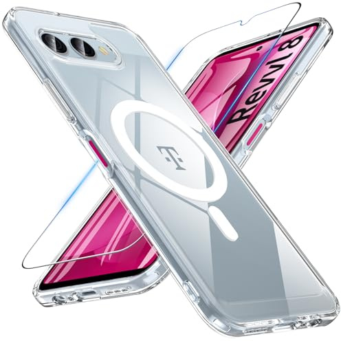 Vigamen für Telekom T-Mobile T Phone 3/ Revvl 8 5G Hülle, Magnetische Hülle mit Panzer Schutz Glas, [Nie Vergilbung] Handyhülle Stoßfeste Case für Telekom T-Mobile T Phone 3/ Revvl 8 (Transparent)