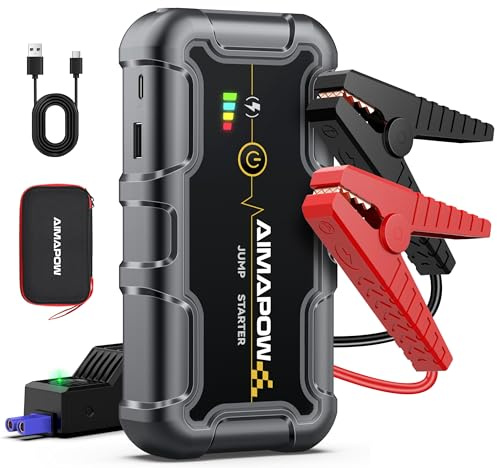 AIMAPOW Portable Car Battery Jump Starter 8000A 20000mAh Jump Box, Car Jumper Starter Portable Jumper Cables for car(AllL Gas/10L Diesel), Fast Charge, Lights, Compact