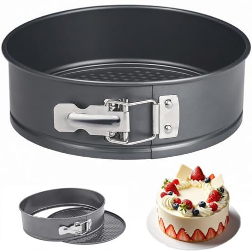 BRIMOREA Springform 18 cm Rund, Antihaft Kuchenform Rund, Käsekuchenform Backform Klein Tortenbackform für Käsekuchen, Torten, Pie, pizza Cake im Heißluftfritteuse Airfryer & Ofen