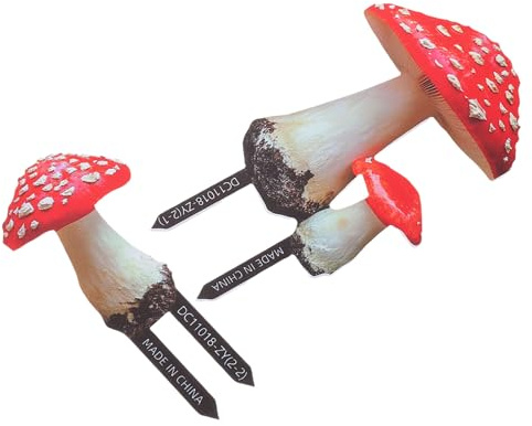 GALPADA 2 Stück Pilzförmige Gartenschilder PVC Wetterfest für Draußen Gartenstecker Dekoration Blumenbeete Wege Außenbereich