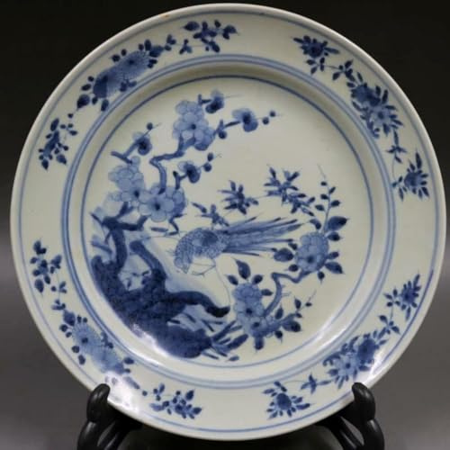 21cm Assiette à Motif De Fleur Et D’Oiseau en Porcelaine Bleue Et Blanche De Jingdezhen
