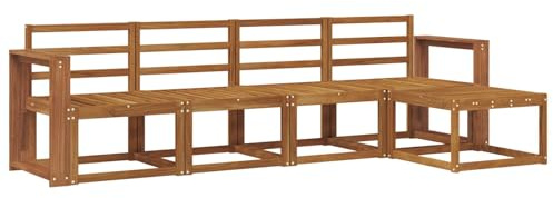 vidaXL Outdoor-Sofagarnitur 5 pcs Natur Massivholz Akazie, Moderner Garten-Sofa-Set, Robustes Lounge-Möbel für Terrasse und Patio, Akazie für den Garten