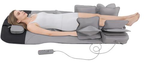Loobiiny Ganzkörper-Massagematte mit Wärmefunktion 28 Luftkissen Massageauflage für Rücken und Nacken 3 Heizstufen 50-65°C 15-Min Timer Vibrationsmassage für Bett Sofa 65×155cm