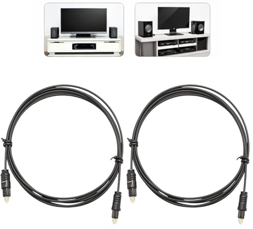2pcs 1.5m Optical Audio Cable for Soundbar to TV,Digital Audio Fiber Optic Cable,High Clarity Optical Cable for Home Theatre,Gaming Console & Audio Systems,Durable Fibre Optic Cable,for Daily Use