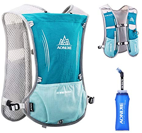 TRIWONDER 5L Ultraleichter Trinkrucksack, Trail Run Rucksack Trinkweste, Hydration Pack Fahrradrucksack für Marathon, Laufen, Camping, Wandern (Hellblau - mit 600ml Trinkflasche, Einheitsgröße)
