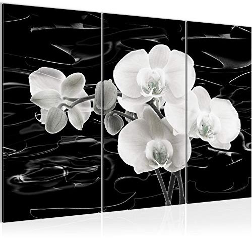 Runa Art Wandbilder Blumen Orchidee Bild XXL Wohnzimmer Schlafzimmer Schwarz Weiss Abstrakt 120 x 80 cm 3 Teilig 203231a