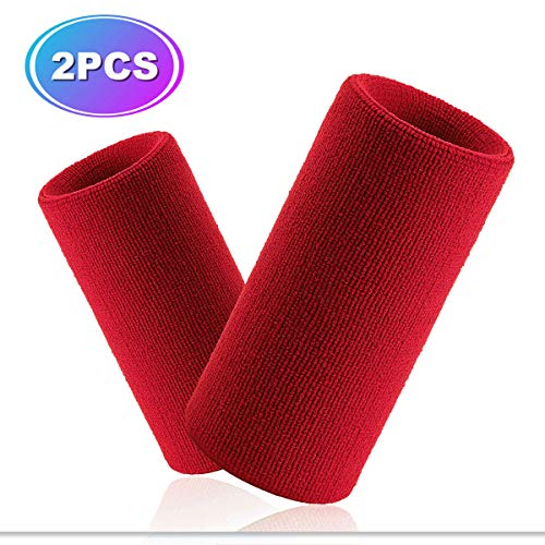 VENI MASEE 6 Zoll Lange, Dicke Wristband/Schweißband für Tennis und andere Sportarten, Preis/Stück (Rot)