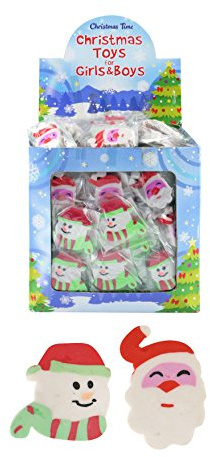 Henbrandt Funky Pencil Erasers - Various Designs - Christmas, Lipstick, Food, Sweets, Planes, Hearts, Emojis. Smiles (Christmas (pack of 2))
