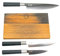 Kai Wasabi Black 67 W14 Couteau de chef Coffret cadeau, japonais Couteau de cuisine 20 cm, Très aiguisé Couteau de chef 15 cm, couteau d'office 10 cm+ Planche à Découper en vieux Poignées 25 x 15 cm