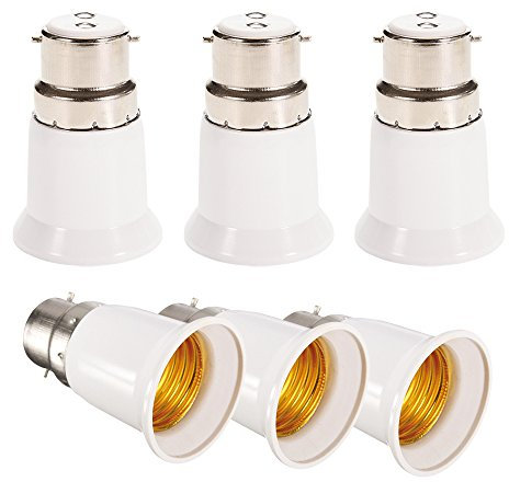 Newkeen 6pcs Adaptateurs de douille - Convertisseur de lampes douille B22 vers E27 - Adaptateur de douille pour LED halogène ampoule économique
