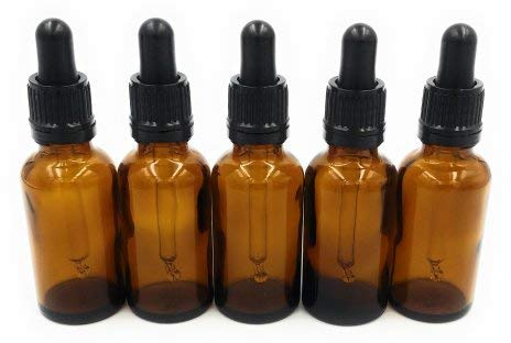 5 x 10ml Amber Brown Glass Bottles with Dropper Pipettes by Pasha81 Ltd