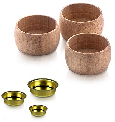 Teelichthalter (Adventsdekoration) aus Holz mit Metalleinsätzen,50 x 27 mm, 4 Stück