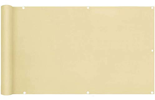Muchas Sichtschutz Balkonbespannung, Wetterbeständiges und Pflegeleichtes, Mit Ösen Nylon Kabelbinder und Kordel, für Garten Balkon Swimming Pool - Beige 0.65x6m