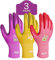PACIFIC 3 Paar Gartenhandschuhe für Damen, Gartenhandschuhe mit rutschfeste Crinkle Latex Beschichtung, robuste Handschuhe Größe 8/M