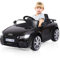COSTWAY 12V Audi Kinderauto mit 2,4G-Fernbedienung, 3 Gang Elektroauto 2,5-5km/h mit MP3, Hupe, Musik und LED-Leuchten, Kinderfahrzeug für Kinder von 3-8 Jahren (Schwarz)