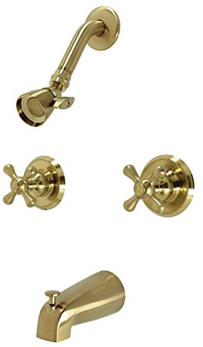 Kingston Brass KB247AX - Robinet baignoire et douche Magellan laiton brossé, Robinetterie