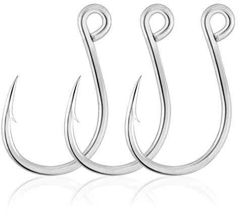 Dr.Fish 30 Pack Single Replacement Hooks for Hard Lures Inline Fishing Hooks High Carbon Steel Spinner Jerkbait Crankbait Topwater Popper Walking Bait Plugs 4/0