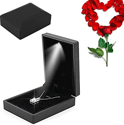 Geschenkbox Kette mit LED-Licht, Schmuckschatulle für Collie Halskette, Anhänger Aufbewahrung Box, Elegante Verpackung für Schmuck Accessoires