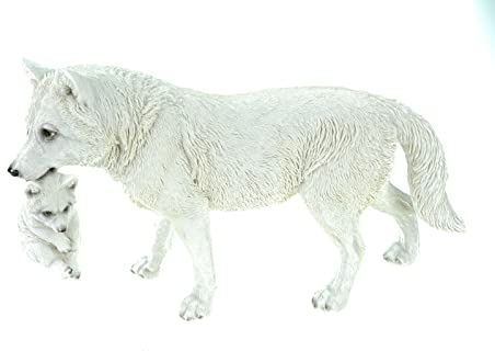 VOGLER Joh. Vogler GmbH Dekofigur Wolf mit Jungem im Maul 30 cm Figur Weiss Tierfigur