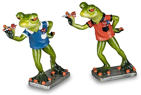 formano 2er Set lustige Frösche Frosch als Dartspieler Darts Figur Froschpaar