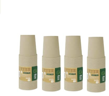 DIJUSA | Vasos de Cartón Kraft Biodegradables, 400 Unidades de 250 ml, Ideales para Café, Té y Bebidas Calientes y Frías, Compatibles con Cafeteras Automáticas