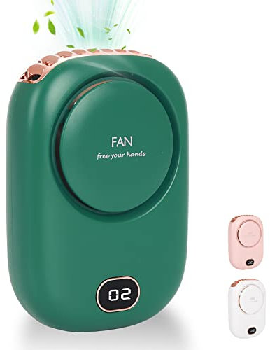 Gukasxi Handheld Mini Fans, Portable Neck Hanging Fan, Clip on Waist USB Rechargeable, Eyelash 3 Speeds Adjustable, Quiet Strong Airflow, for Desk Travel Office Sport (Green), (FA9903)