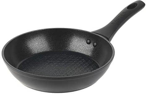 Salter BW08769 Geo Hex Frying Pan, Forged Aluminium, 5 X Tougher Non-Stick, Hexagonal Surface Pattern, Dishwasher Safe, Suitable for All Hob Types Including Induction, 20 cm, Black