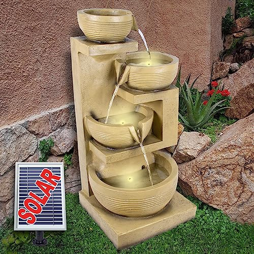 Fontana da giardino solare Fontana Fontana solare Fontana decorativa Bagno per uccelli Cascata Luce da giardino Pompa per stagno - Fontana per giardino, laghetto da giardino (7-SP02153-2)