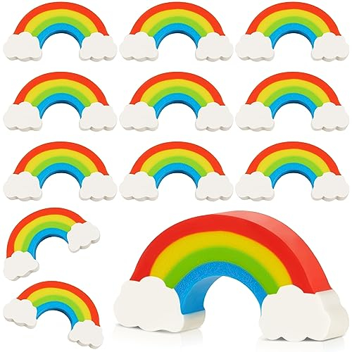 Tenare 36 Stück Regenbogen Radiergummis Radiergummi mit Motiv Bunte Radierer Kawaii Radiergummis Geburtstag Mitgebsel für Schulanfang Geschenk für Grundschule Mitgebsel Grundschule